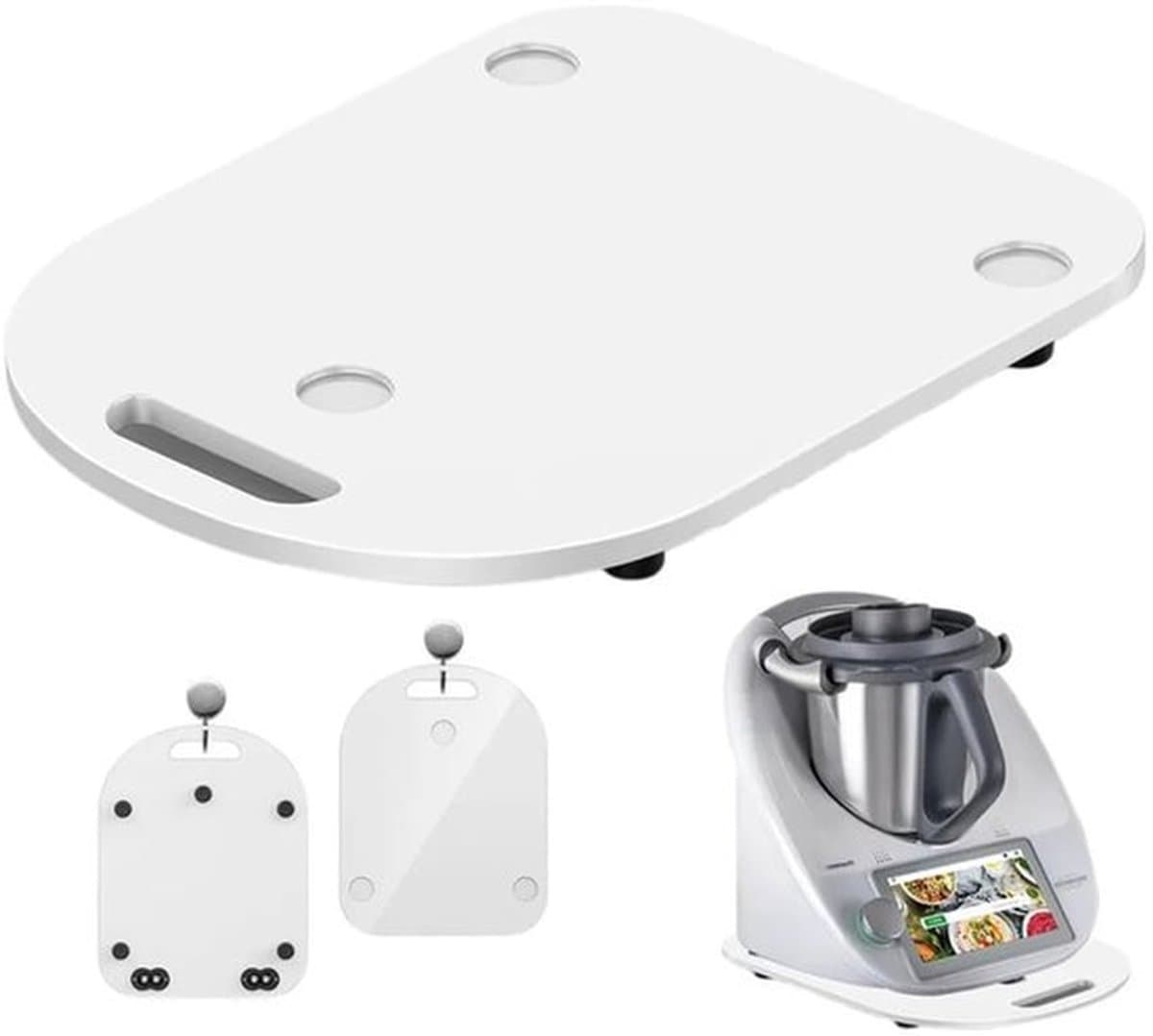 Hoogwaardige schuifmengplaat geschikt voor Thermomix TM6/TM5, snel bewegende rolmengplaat met wielen, helderwit. — afbeelding 1