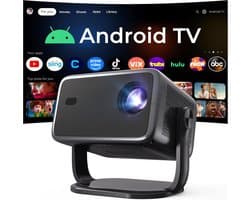 SnelShoppen - Smart Beamer met KI-spraakbesturing, native 1080P, 4K ondersteuning, HiFi audio, 800 ANSI lumen, Android 14, WiFi 6 & BT 5.4, ideaal voo