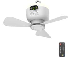 Rosnek Oplaadbare Campingventilator met LED-verlichting - 4 Windsnelheden, Afstandsbediening en Timer - 8000 mAh Accu, 5-10 Uur Gebruik - USB-C, Ø 27 cm Draagbare Tentventilator voor Camping, Caravan, Terras en Binnen