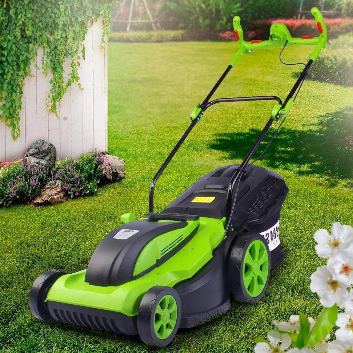 Elektrische grasmaaier - Gazonmaaier duwmaaier - Gazon onderhouden - Krachtige 2000W motor - 43 cm maaibreedte - Zwart — afbeelding 1
