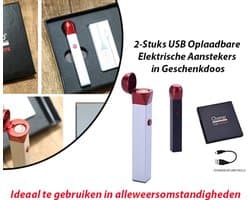 2-Stuks USB Oplaadbare Elektrische Aansteker in Geschenkdoos