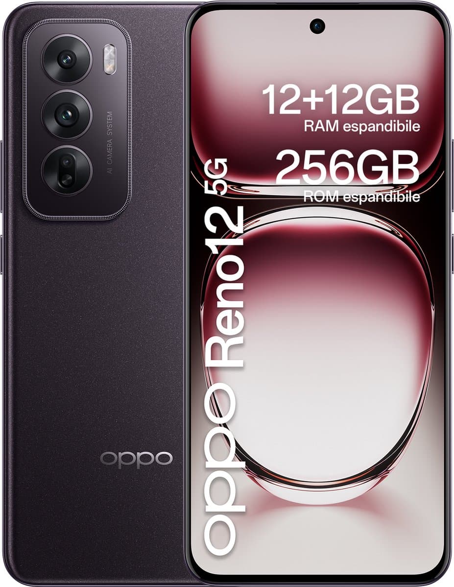 OPPO Reno12 256GB Zwart Bruin 5G — afbeelding 1