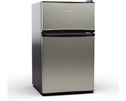 Klarstein Koelkast Big Daddy - met vriesvak, koel-vriescombinatie, stille werking, LED-verlichting, inhoud: 86 liter, koelgedeelte: , vriesgedeelte: 25 liter, zilver - voor Keuken - Compact - Mini Fridge - Compact Koelkast