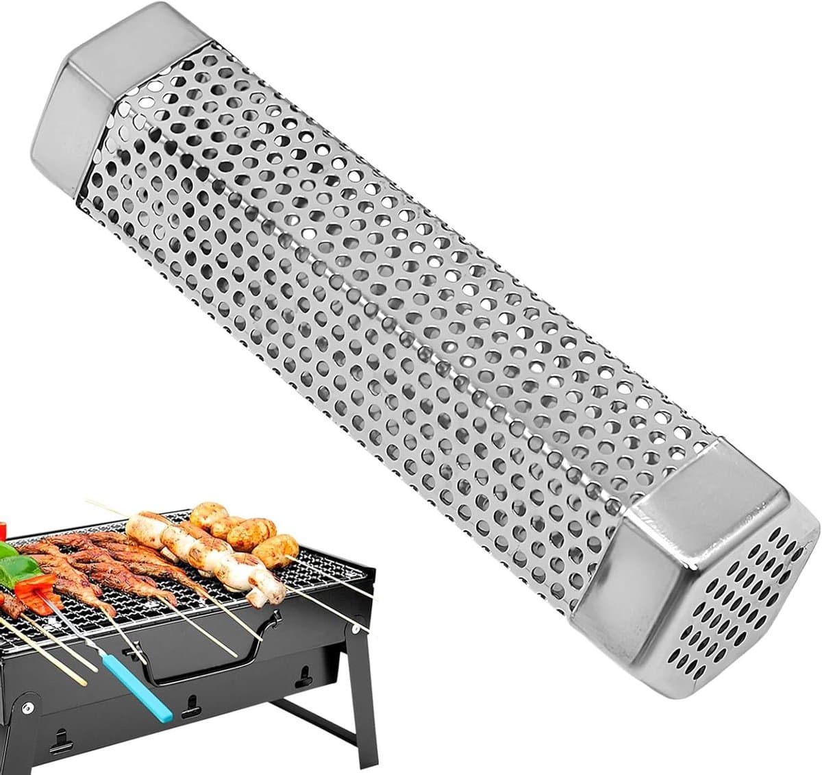 Rookbuis Grill - Pellet Smoker - Barbecue smaak - Roestvrij staal - 15.7 x 5.5 cm - Zilverkleurig — afbeelding 1