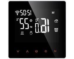 Slimme Thermostaat - Verwarming Bediening - Temperatuur Regelen - App Bediening - 86x86x40mm - Zwart