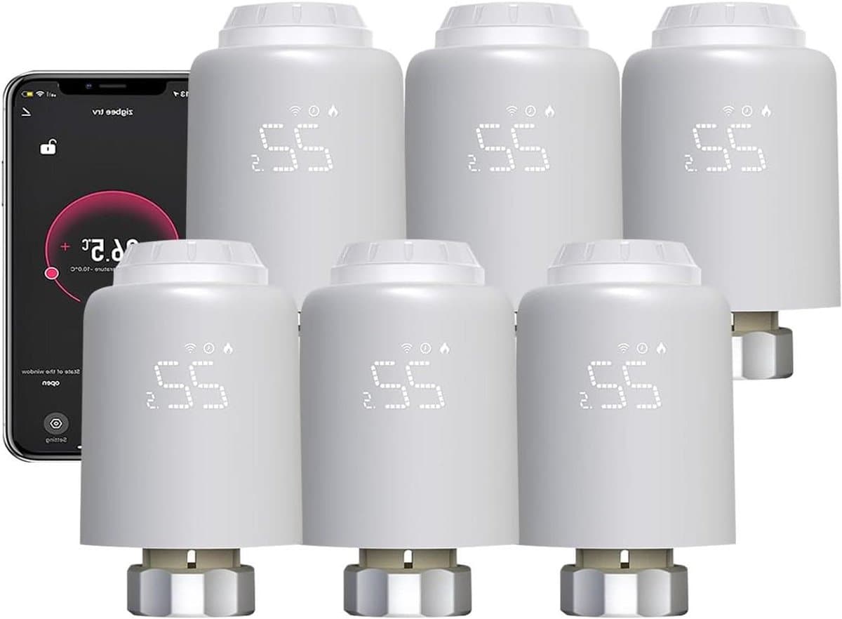 Zigbee Thermostaat Klep - Radiatorregelaar Slim - Energie Besparen - Wekelijks Programmeerbaar - 58.4x58.4x97mm - Wit — afbeelding 1