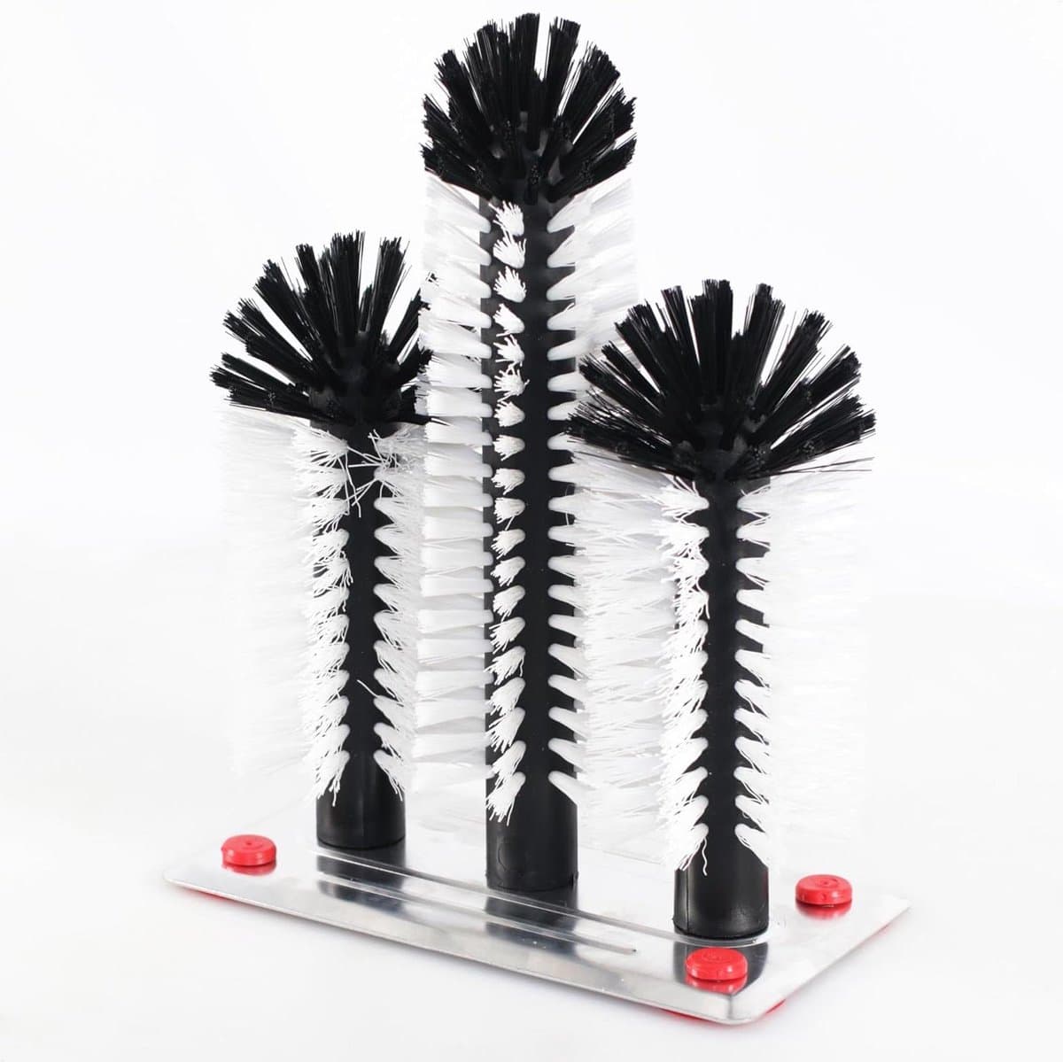 Premium glazen spoelbak voor spoelbak met 3 zuilen, glazen spoelborstel met metalen plaat en 4 verwisselbare zuigvoeten, glasspoeler, bar en gastronomie, glazen vaatwasser, cup cleaner, — afbeelding 1