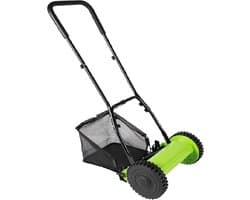 Handmatige grasmaaier - Duw grasmaaier - Gazononderhoud - 5-bladig maaisysteem - 30 cm snijbreedte - Groen Zwart