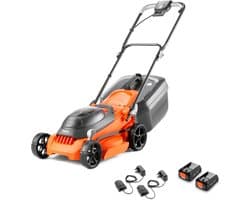 Accu Grasmaaier - Draadloze Grasmaaier - Gazon Onderhoud - Snijden tot aan de rand - 34cm Snijbreedte - Oranje Grijs