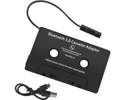 Cassette Adapter - Bluetooth Audio - Muziek Streamen - Ingebouwde Batterij - 12 cm - Zwart