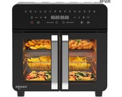 Heteluchtfriteuse Oven - Airfryer XXL Dubbele Kamer - Gezond Koken - Dubbele Kookzone - 23 Liter - Zwart