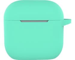 Hoesje - Geschikt voor Apple AirPods 4 / 5 - met Clip - Siliconen Hoes - Silicone Case Cover - Turquoise