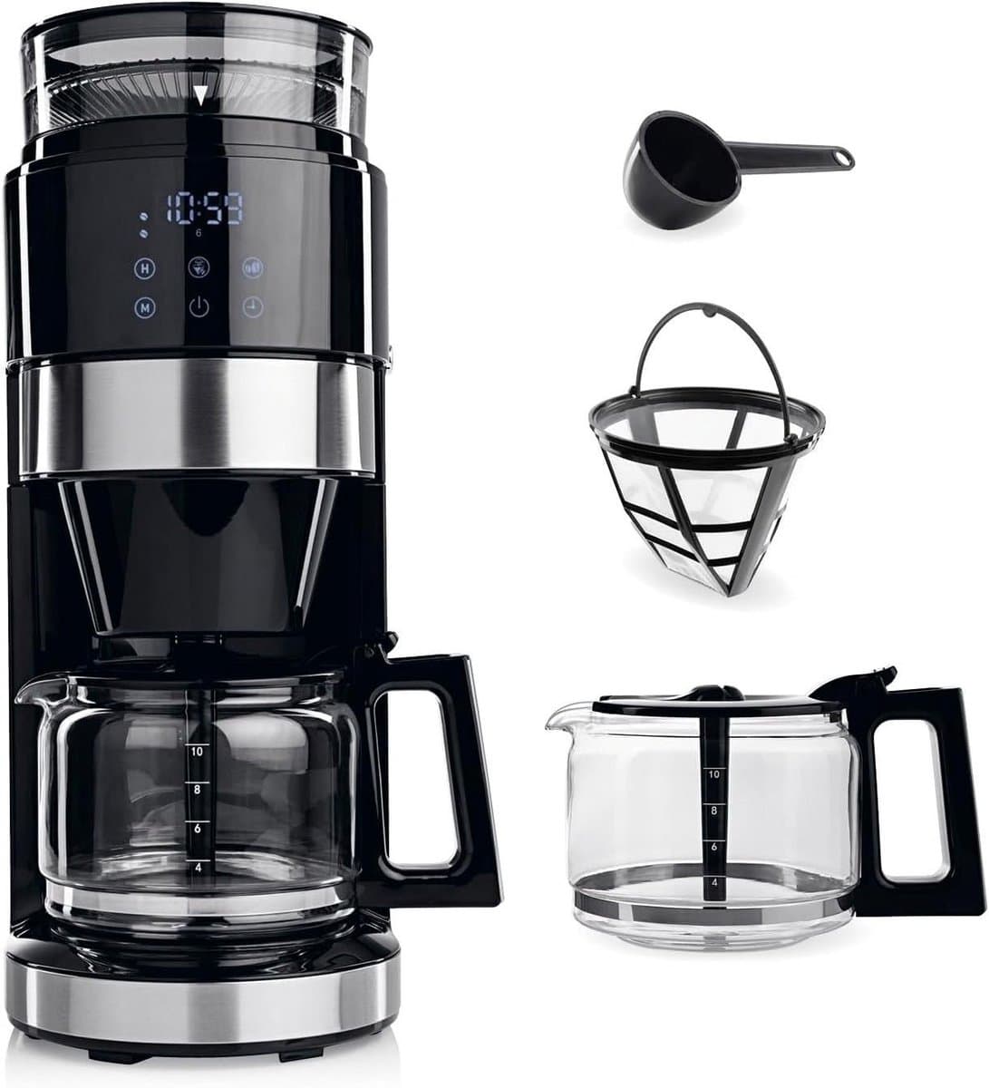 Koffiemachine met Bonen - Volautomatische Koffiemachine - Espressomachine - Koffiezetapparaat Bonen - 900 W - Zwart/Zilver — afbeelding 1