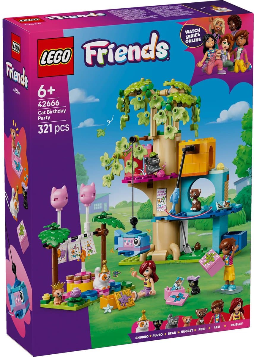 LEGO Friends - Kattenverjaardagsfeestje en boomhut Constructiespeelgoed — afbeelding 1