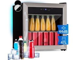 Klarstein Koelkast, Drankkoelkast met Glazen Deur, Geluidsarme Minikoelkast met 2 Planken & App-bediening, Outdoor Koelkast, Kleine Koelkast voor Kamer, Minibar 0–13 °C, Bierkoelkast 50 L