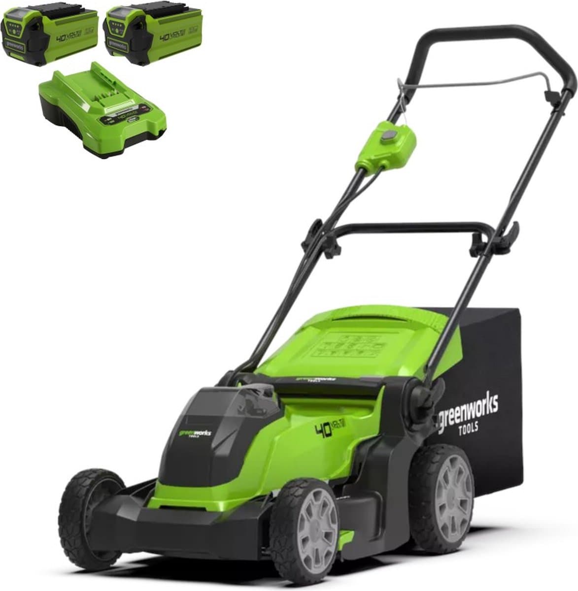 Greenworks 40 volt accu maaier met 2 x 2AH accu en lader G40LM41K2X — afbeelding 1