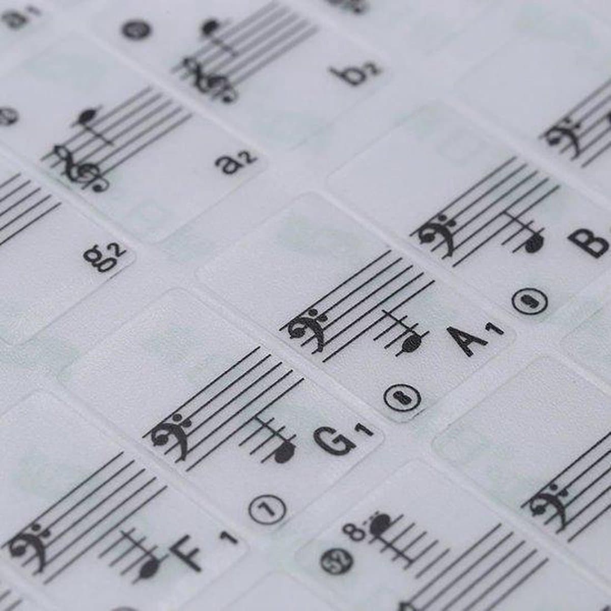 CHPN - Pianostickers - Stickers voor piano - Pianoles - Toetsen Keyboard - Noten - Voor Beginners - Eenvoudig Muziek Noten Lezen & Spelen - Piano Stickers! - Universeel - Zwart/Wit — afbeelding 1