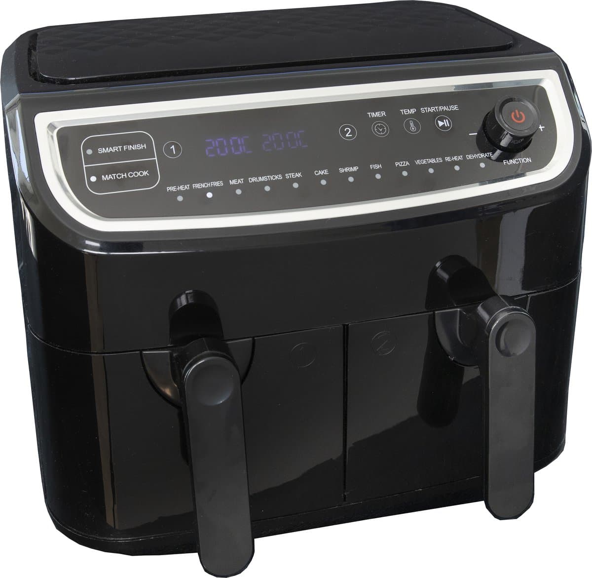 Gastronoma Dubbele Heteluchtfriteuse XL - 9L - 2 manden - 2400W Airfryer - 18290003 - Zwart — afbeelding 1
