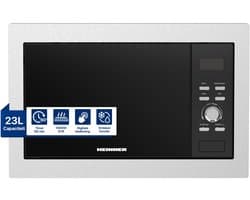 Heinner Inbouw Magnetron – 23L – 800W – Grill 1000 W & Ontdooifunctie – 5 Vermogensstanden – LED Display – Timer – RVS/Zwart
