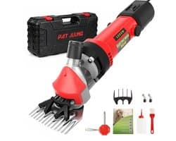 Elektrische grasmaaier, 1000 W, schaapgrasmaaier, machine met 6 instelbare snelheden, professionele scheermachine voor grasmaaiers, wol, geitenwol, met draagtas (rood)