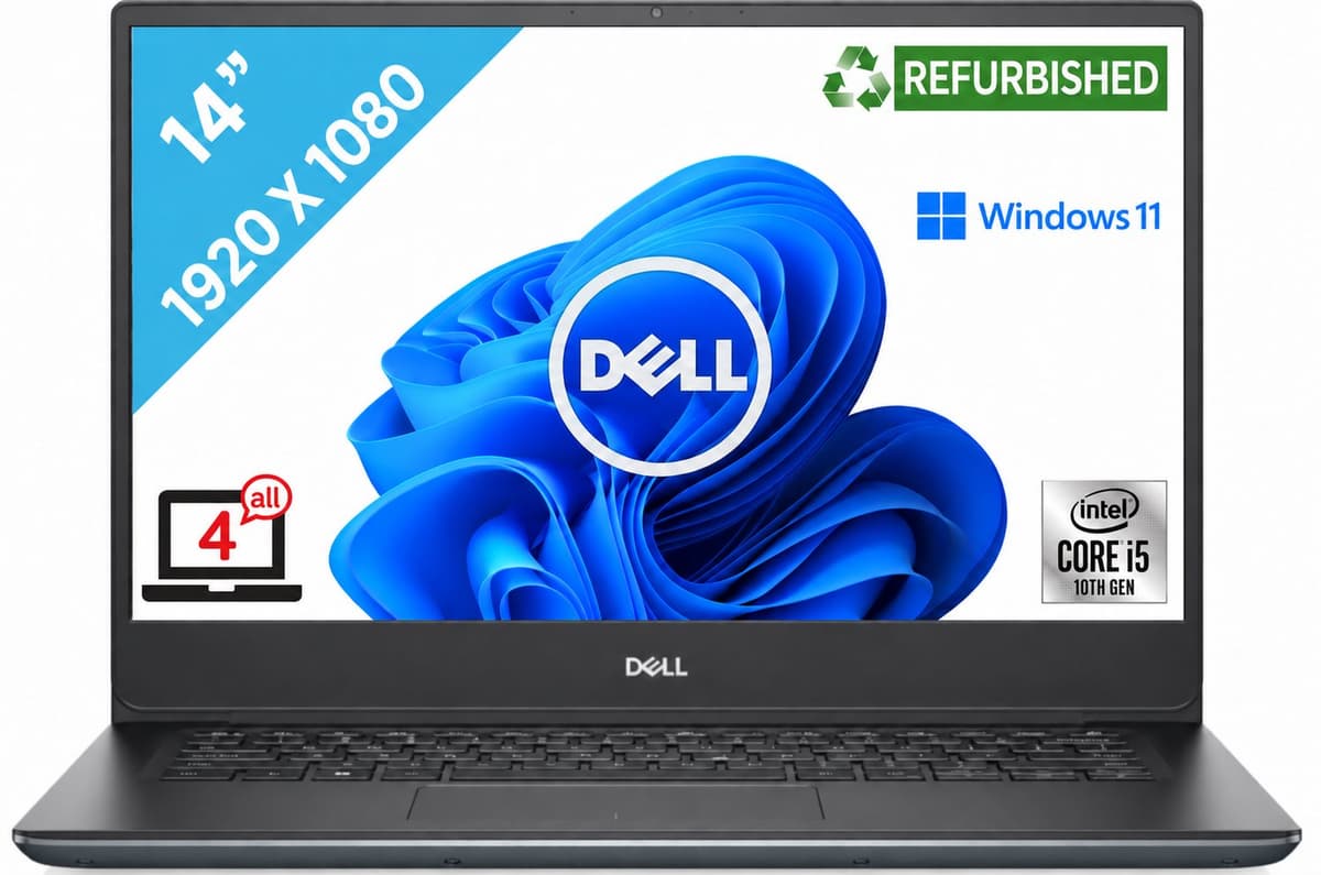 Vostro 14 5000 5490 35.6 cm (14") Notebook - 1920 x 1080 - Core i5 i5-10210U - 8 GB RAM - 256 GB SSD - Urban Grey - Windows 10 Pro 64-bit - Intel UHD Graphi... — afbeelding 1