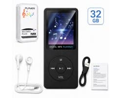 HiFi MP3 / MP4 Speler Bluetooth - Voice recorder - Dictafoon - FM radio - 32GB geheugen - Zwart