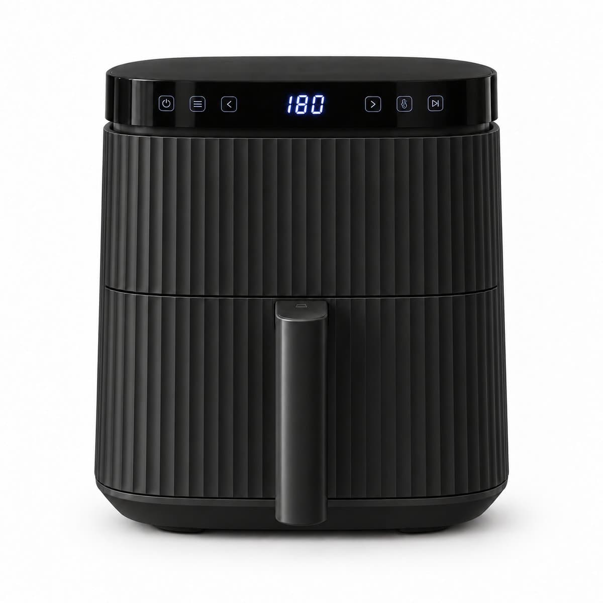 Vivid Green Airfryer 5L – Tot 5 Personen – 12 Programma's – Ribbeldesign – Vaatwasserbestendig – PFAS-vrij – Zwart — afbeelding 1