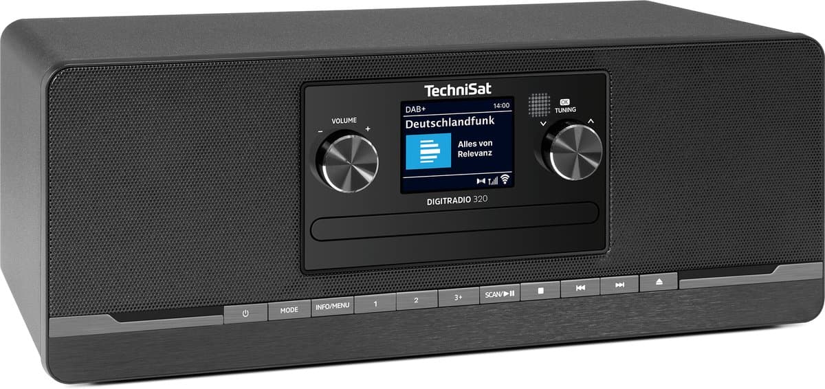 TechniSat DIGITRADIO 320 – Stereo digitale radio (compact systeem met DAB+ & FM, cd-speler, Bluetooth, USB, 2×5 W RMS, TFT-kleurendisplay, favorietenlijst, wekker, slaaptimer, afstandsbediening) — afbeelding 1