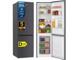 Heinner HCNF-HM253INVDGD Koel-vriescombinatie – 253 L – No Frost – Inverter Compressor – Energieklasse D – Instelbare Thermostaat – LED-verlichting – Antracietgrijs – 5 Jaar Garantie