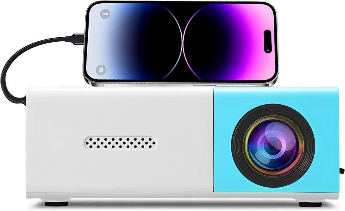 Draagbaar, HD, 1080p, HD, Full HD, Smart Home Beamer, met HDMI, USB, 3,5 mm audio-interface voor smartphone, laptop, tv, tablet, pc — afbeelding 1