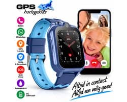 GPSHorlogeKids© - GPS horloge kind - smartwatch kinderen - WhatsApp - 4G videobellen - spatwaterdicht - SOS alarm - Dual Camera - gezichtsherkenning - incl. SIM - DUO Blauw