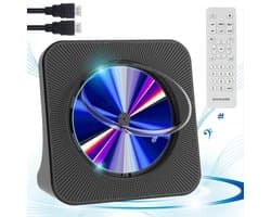 DVD-Speler - CD-Speler met Bluetooth - Multimedia Speler - Bluetooth 5.0 TX/RX - HDMI voor TV en Projector - USB & FM Radio - Stereo Speakers - Voor Muziek en Films - Zwart