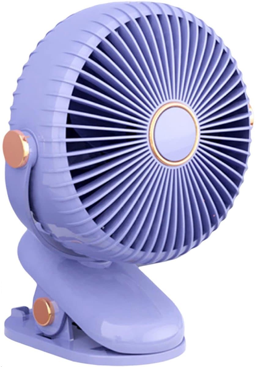 Bureauventilator met klem – 3 snelheden, veilig ontwerp, compact en draagbaar – voor thuis, studentenkamer of kinderwagen – Paars — afbeelding 1