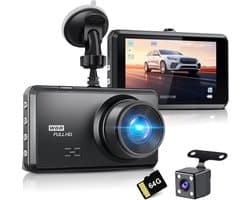 SnelShoppen - Miden 4K + 1K Dashcam Auto met 64G SD Kaart, 2160P + 1080P UHD, IPS 3.2 Inch, 336° Breedhoek, G-sensor, WDR, 24 Uur Parkeerstand, Loopop