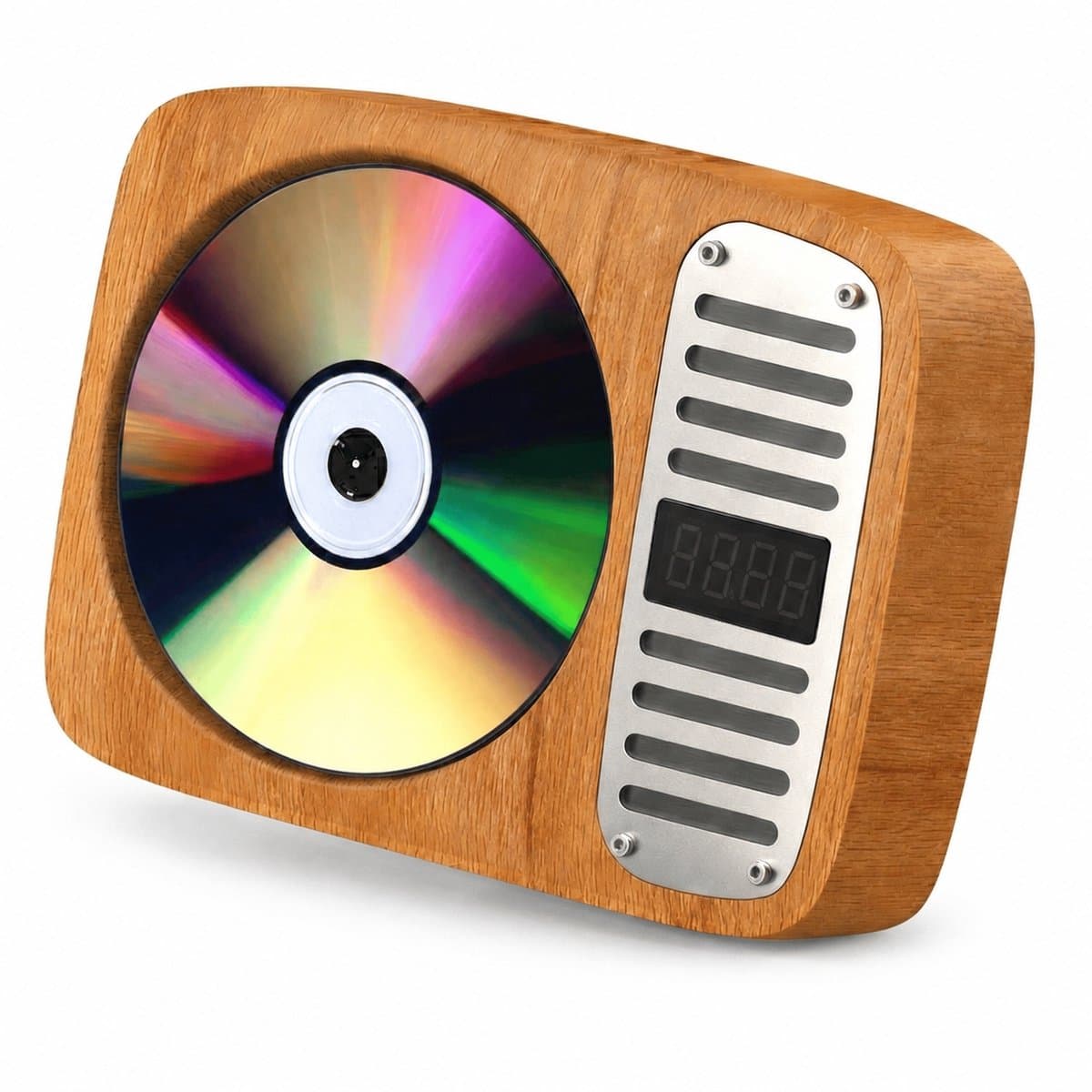 GH Goods - Draagbare CD Speler met Bluetooth - Ingebouwde speaker - Voor in de auto - Fm radio - MP3 - 3.5 MM Aux - CD / CD-R / CD-RW - Houten Look — afbeelding 1