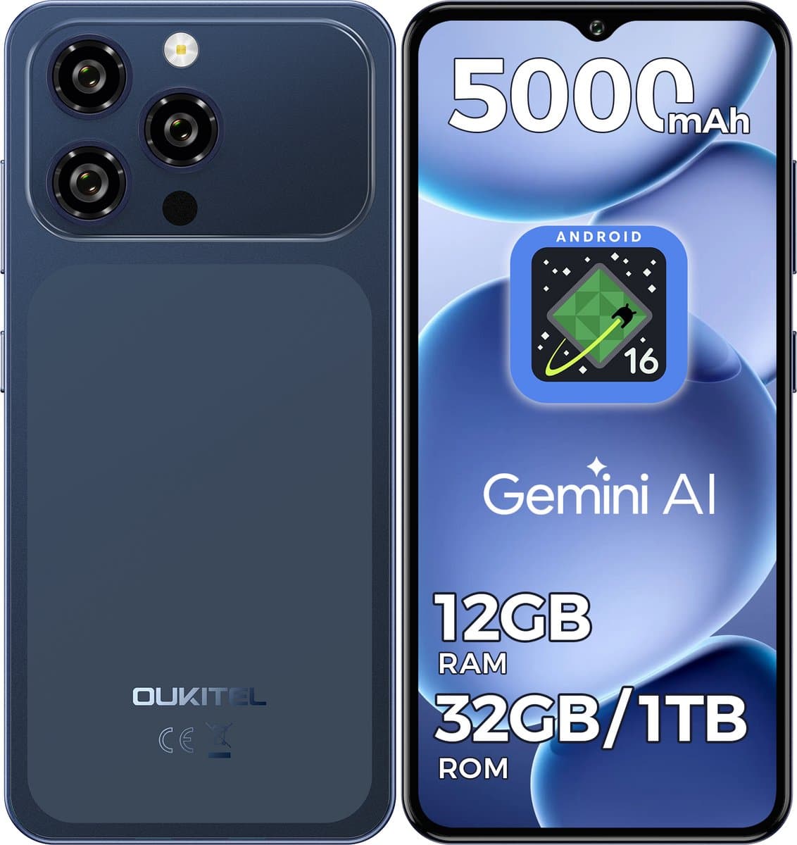 OUKITEL C17 Smartphone 4G-Android16-12 RAM-32 ROM/1TB-6.52 inch HD-5000mAh-13MP camera — afbeelding 1