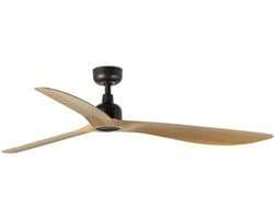 Faro Barcelona 34360 Outwood L plafondventilator bruin/eikenhout 150 cm - Afstandsbediening - Stille en zuinige DC-motor - 6 snelheden - zomer en winterstand