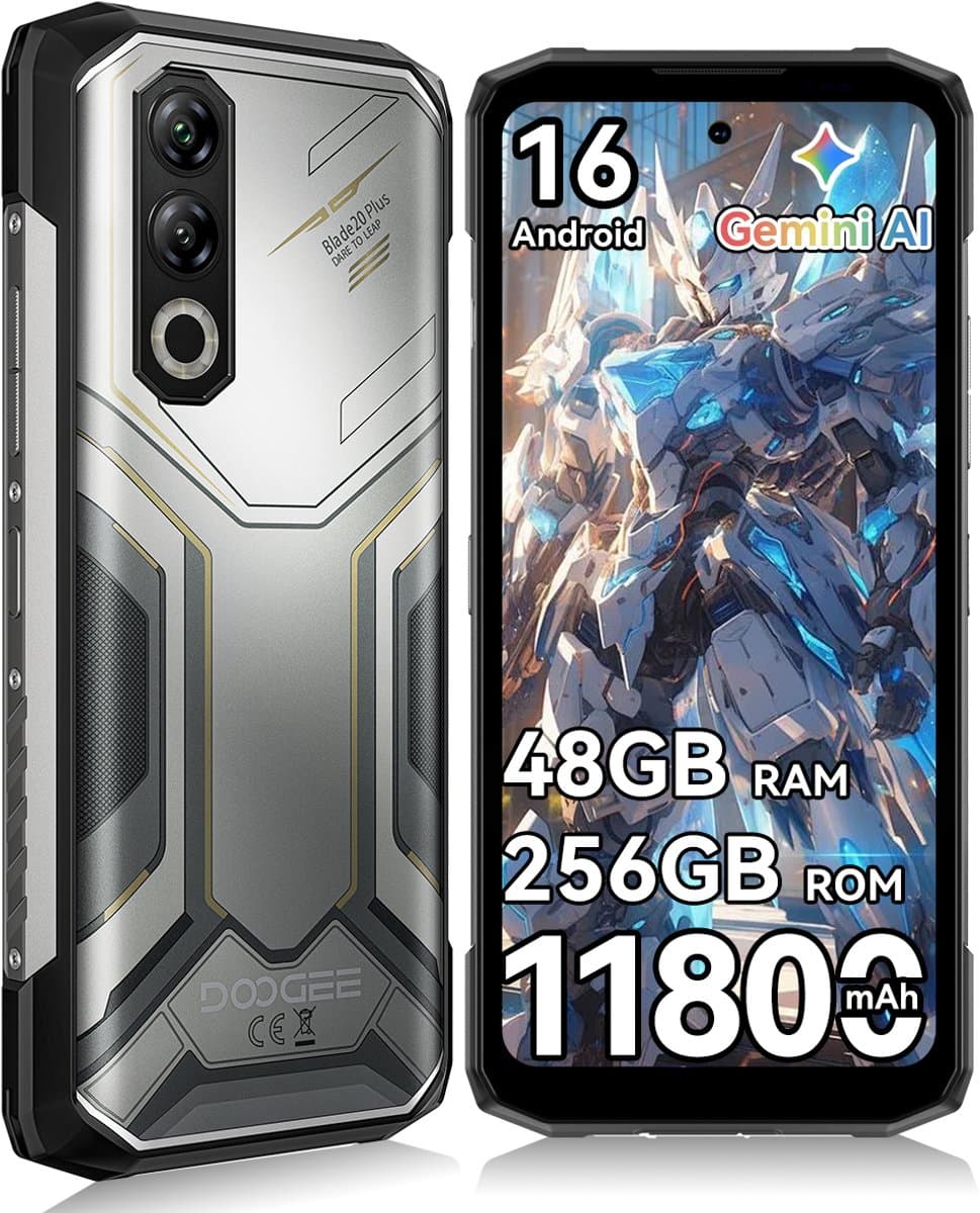 Robuuste smartphone - DOOGEE Blade20 Plus - 6,6" 120Hz - 48GB(6+42) RAM - 256GB ROM - 11800 mAh/33 W - Android 16 - NFC GPS - Zilver — afbeelding 1