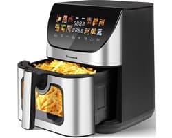 COVREO Heteluchtfriteuse XXL 8,5L zwart, kijkvenster, LED-touchscreen