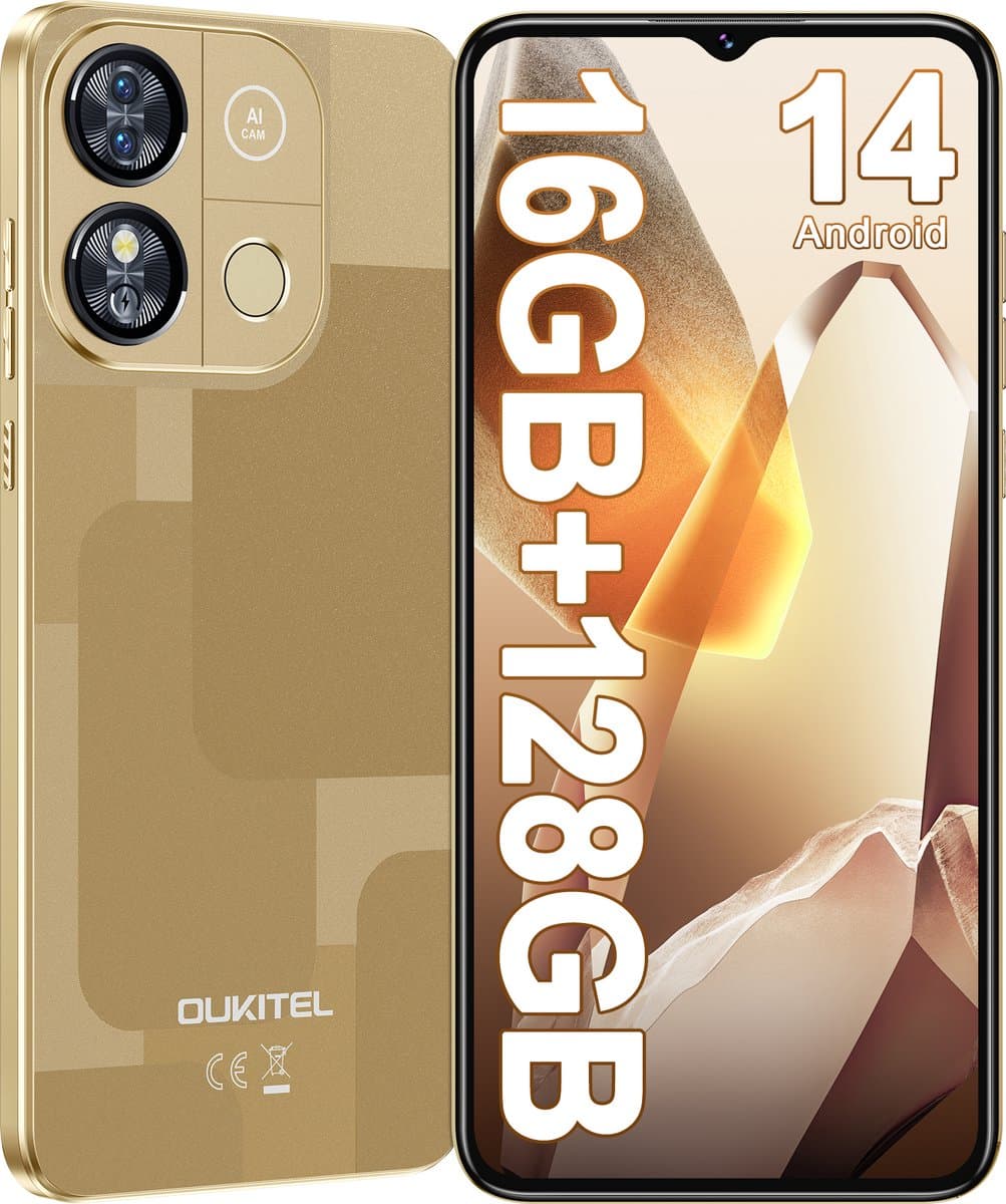 OUKITEL C57 PRO Mobiele Telefoon met 128 GB Opslag, 4300 mAh Accu, Android 14, 6,52 duim HD-scherm — afbeelding 1