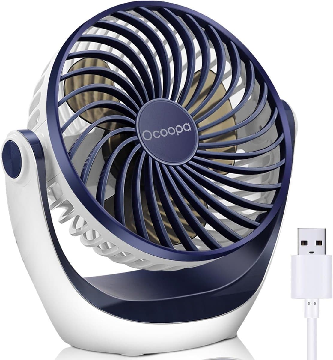 USB Tafelventilator – Sterke Luchtstroom – 3 Snelheden – 360° Draaibaar – Stil – Compact Design — afbeelding 1