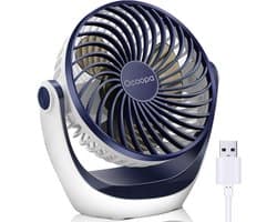 USB Tafelventilator – Sterke Luchtstroom – 3 Snelheden – 360° Draaibaar – Stil – Compact Design