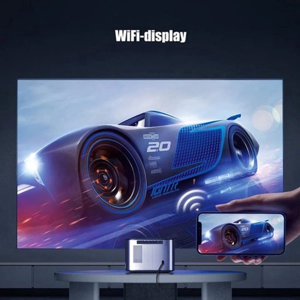 Byintek - X25 - Beamer - Projector Beamer - Mini Meamer - 1920x1080dpi - Automatische focus - met WiFi - 900 ANSI lumens - 101W - Zwart — afbeelding 1