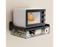 SnelShoppen - Magnetron Rek Hangend Magnetron Houder Wandmontage 2 Laags Opbergmand Zwart 55 x 35 x 11 cm Sterk en Duurzaam