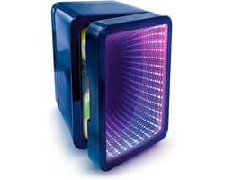 Mini Koelkast 4L met Infinity Mirror LED – USB Mini Koelbox – 12 LED Lichtmodi – 6 Blikjes – Voor Gaming Setup, Slaapkamer, Kantoor & Auto