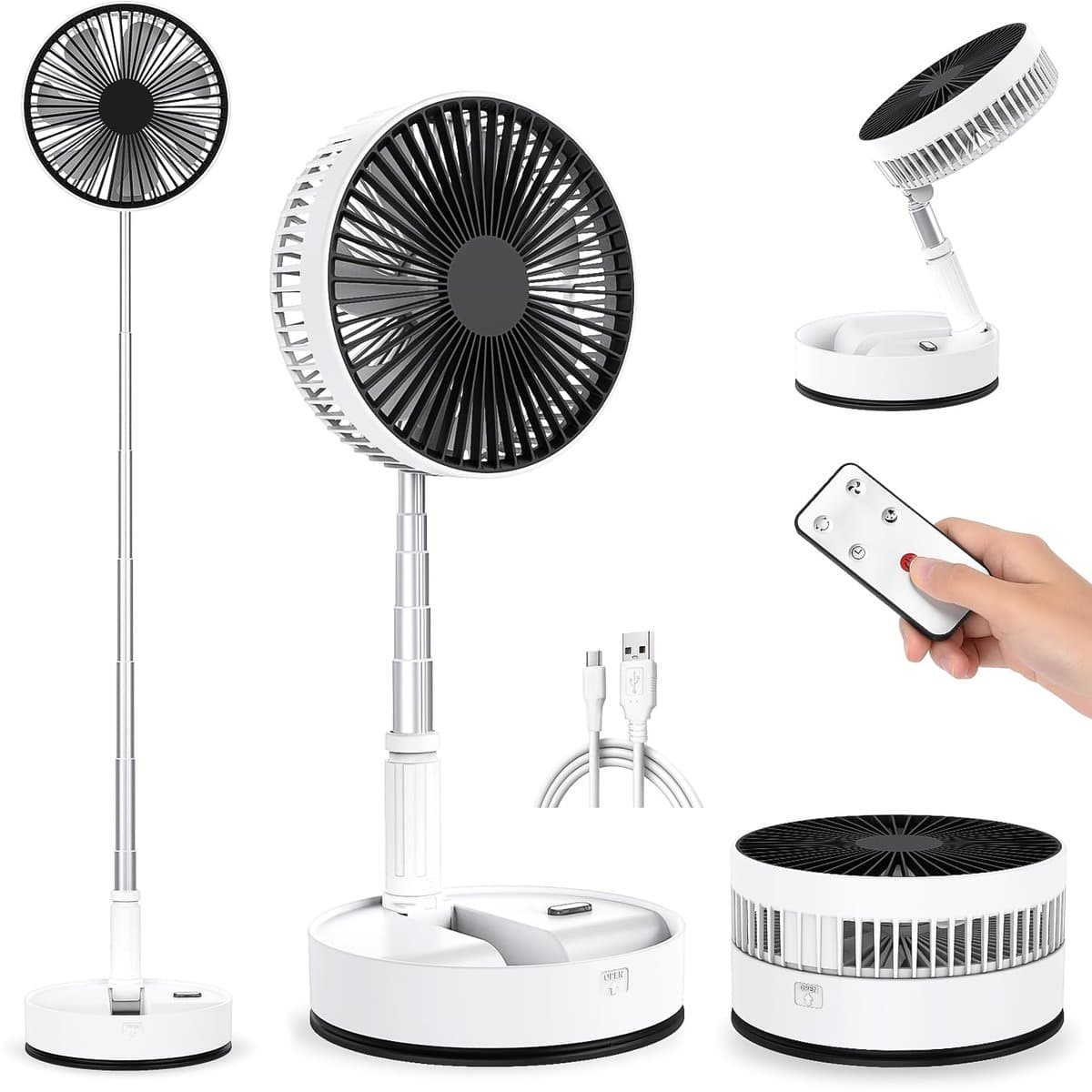 Statiefventilator - Zomerkoeling - Staande ventilator - Verkoeling woonkamer - Slaapkamer ventilator - Hittegolf oplossing - Verstelbare ventilator - Ventilator met afstandsbediening - Stille ventilator - Wit — afbeelding 1