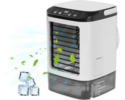 Archi Draagbare Mini Aircooler – Airco - Ventilatie - 900 ml Watertank – 3 Windsnelheden – Met Verneveling en multicolor lampje - Wit