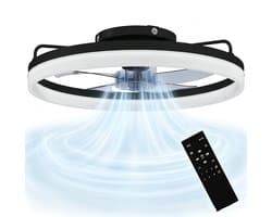 ECTEATOY® Plafondventilator met Verlichting - 40W LED - Stille DC Motor - Afstandsbediening - 6 Snelheden - Dimbaar - Zwart