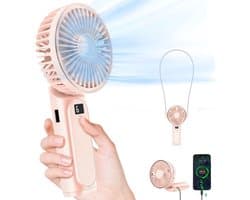 Draagbare handventilator, mini 180° opvouwbare ventilator, 6 snelheden, lcd-display, ultrastil, 4000 mAh, zakformaat, binnen/buiten te gebruiken, met draagkoord