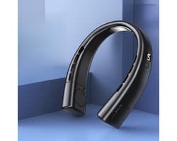 Draagbare nekventilator - USB oplaadbare persoonlijke ventilator - Draadloze koeling zonder bladen - Koelventilator - Digitaal display - Zwart